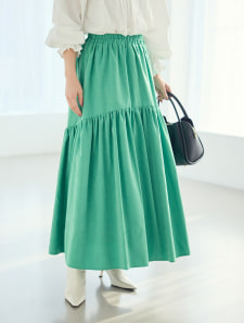 ピーチスキンギャザーロングスカート