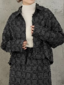 【SET UP対応】フリンジチェックジャケット