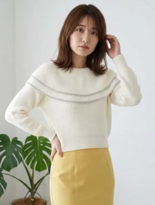 ケープ配色ニットプルオーバー