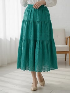 コットンレースティアードスカート