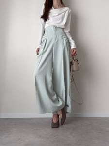 【cestmignon_mauセレクト】【U150～Lサイズあり】ポケット付ハイウエストスラックスパンツ