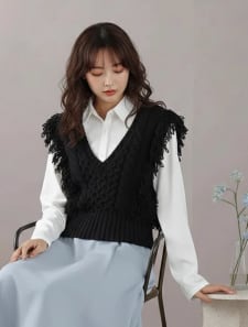 フリンジニットベスト