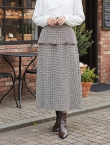  【U150サイズあり】千鳥チェックペプラムナロースカート