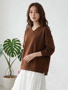 裏起毛Vネックカットソー