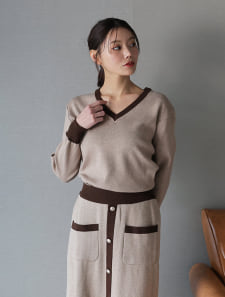 配色ニットセットアップ