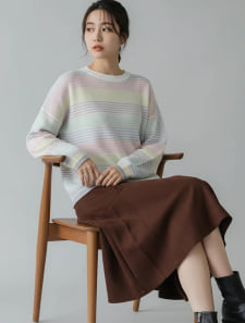 マルチカラーボーダーニット