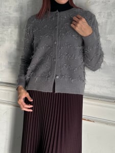 ラメフリンジニットカーディガン