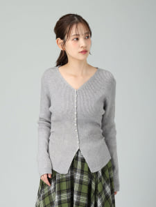 Vネックシンプルニットカーディガン