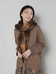 チェック柄大判マフラー