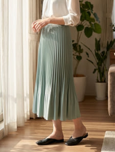 消しプリーツウエストゴムスカート