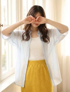 半袖シアーシャツ