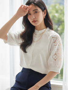 レースドッキングドルマンブラウス