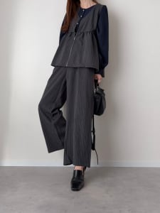 【cestmignon_mauセレクト】 【SETUP対応】【U150サイズあり】ツータックワイドパンツ