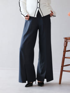 【U150サイズあり】裾スリットセンタープレスパンツ