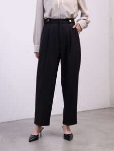 ウエストボタンデザインストレートパンツ