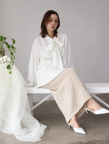 ツイード風MIXスラブナロースカート