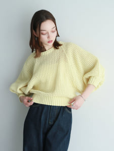 ボリュームスリーブメッシュニット