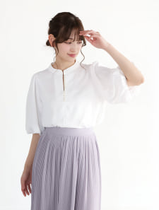 ボリュームスリーブパールブラウス