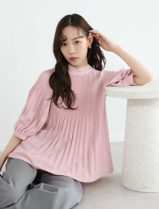 前後2way七分袖プリーツブラウス