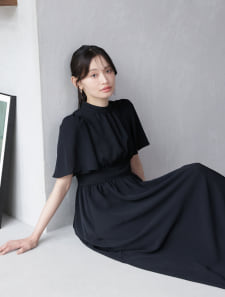 【kanaセレクト】ウエスト切替タックフレアワンピース
