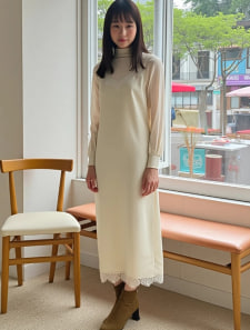 レース切替キャミワンピース