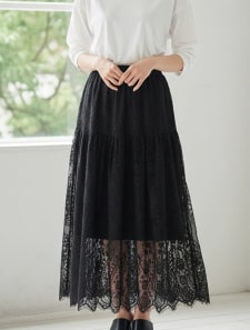 フラワーレースティアードスカート