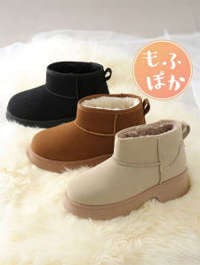 もふぽか厚底5.0cmチャンキーヒールムートンブーツ【防止加工】
