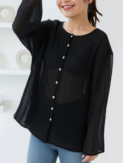 楊柳シアーシャツブラウス