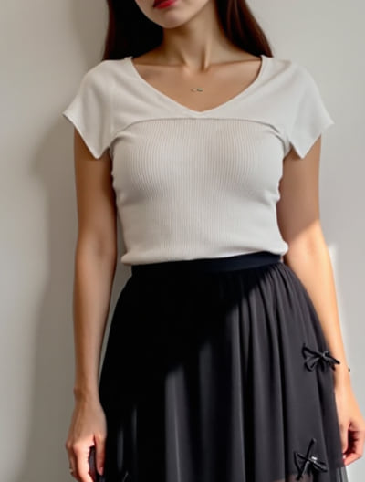 ビッグカラーノースリーブニット