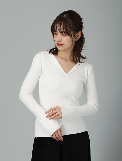 スキッパーカラーニット