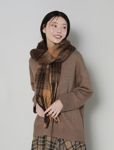 チェック柄大判マフラー