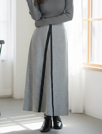 【2way】ミックスニットフレアスカート