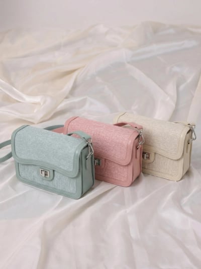 ツイードフラップショルダーバッグ