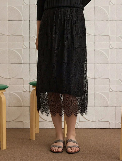 レースニットリバーシブルスカート