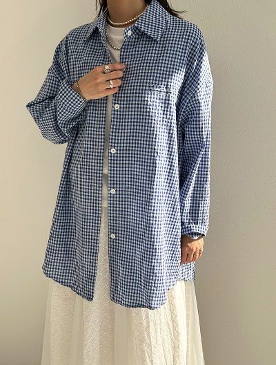 バックリボンチェックシャツ