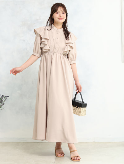 パイピングフリルワンピース