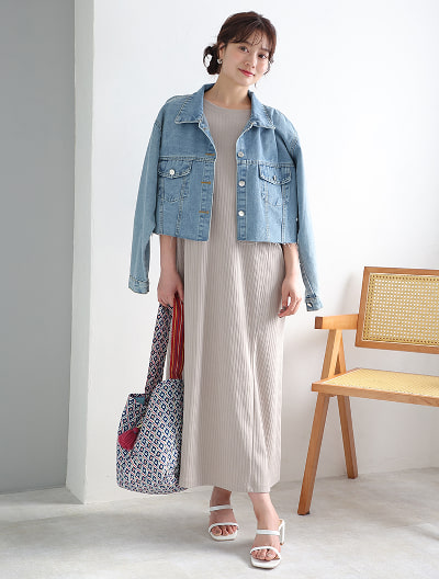 【汗ジミ防止】リブワンピース