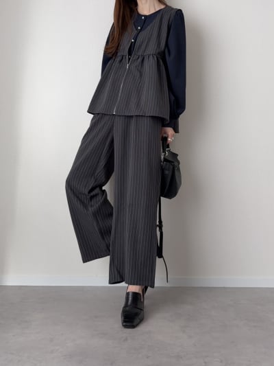 【cestmignon_mauセレクト】 【SETUP対応】【U150サイズあり】ツータックワイドパンツ