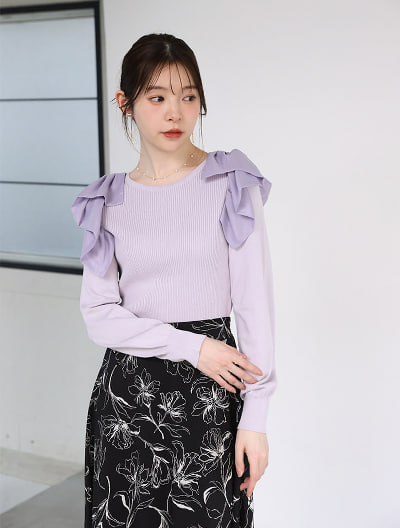 ショルダーフリルドッキングニット