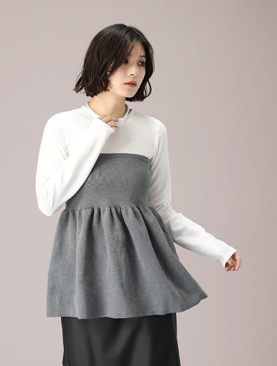 異素材ドッキングビスチェ風トップス