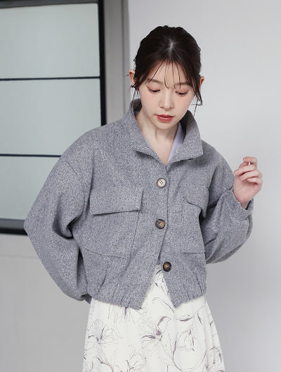 スタンドカラーポケットジャケット