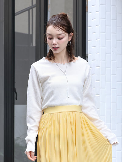 カットシャーリングクルーネックロンT