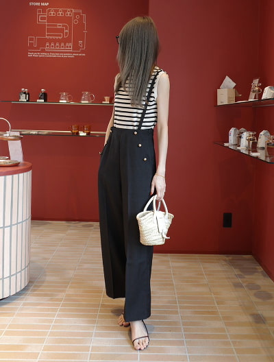 【kannaセレクト】 サスペンダー付きワイドパンツ