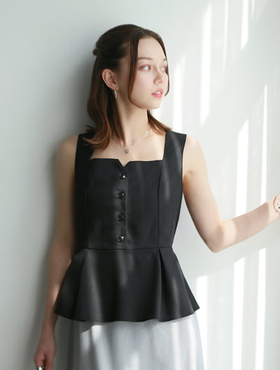 ペプラムビスチェ風ドッキングワンピース