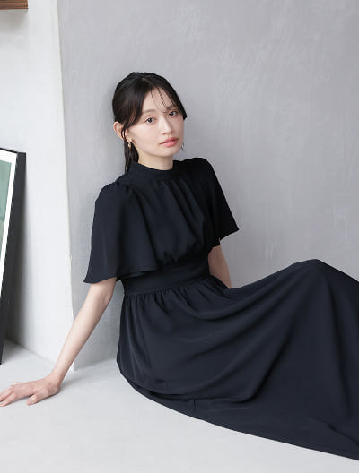【kanaセレクト】ウエスト切替タックフレアワンピース