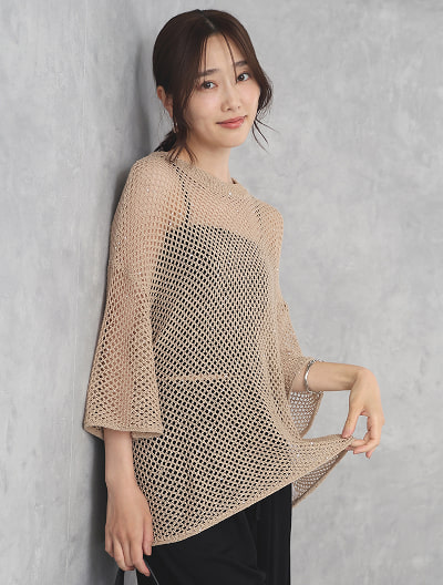 【SET UP対応】メッシュスパンコールニット
