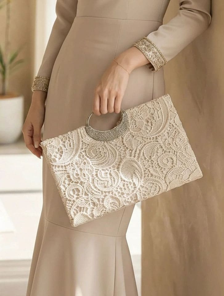 ペイズリーケミカルレーススクエアハンドバッグ