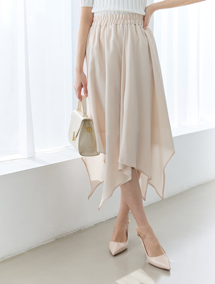 イレギュラーヘムフレアスカート