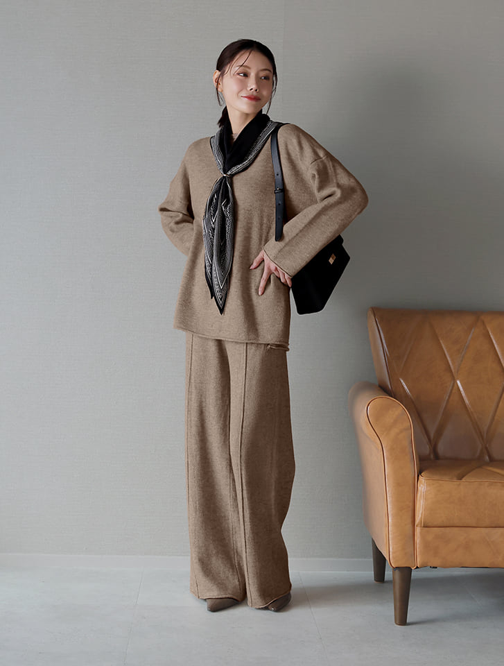 【2点セット】ニットパンツセットアップ