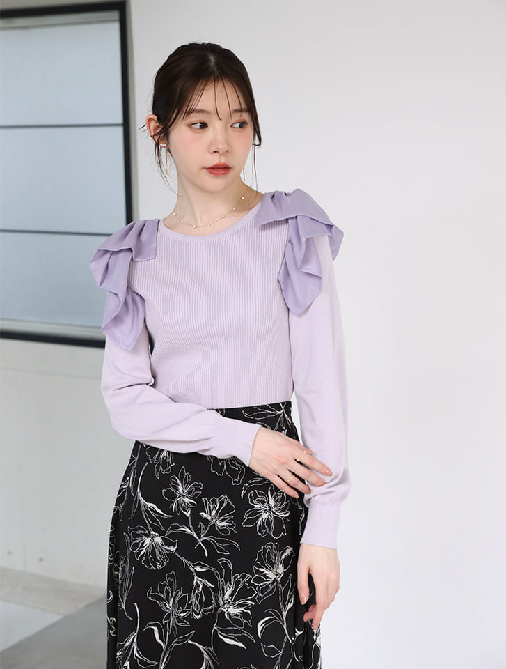 ショルダーフリルドッキングニット